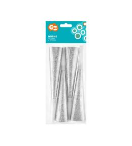 Trąbki imprezowe Godan 20cm/4szt - Srebrne Trąbki imprezowe Godan 20cm/4szt - Srebrne
