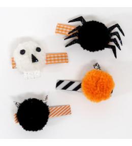 Spinki do włosów Meri Meri z pomponami - Halloween