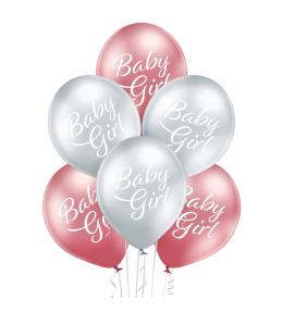 Zestaw balonów na baby shower z napisem - Baby Girl