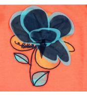 Pomarańczowa koszulka Boboli z tiulowym kwiatkiem 104cm/4l