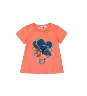 Pomarańczowa koszulka Boboli z tiulowym kwiatkiem 104cm/4l