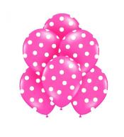 Balony Różowe w kropki 30 cm 6 szt. - PartyDeco