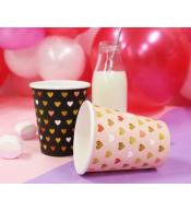 Kubeczki papierowe GoDan 250ml/6szt - XOXO, Czarne Kubeczki papierowe GoDan 250ml/6szt - XOXO, Czarne