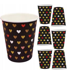 Kubeczki papierowe GoDan 250ml/6szt - XOXO, Czarne Kubeczki papierowe GoDan 250ml/6szt - XOXO, Czarne