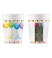 Kubeczki papierowe Procos 200ml/8szt - Happy Birthday