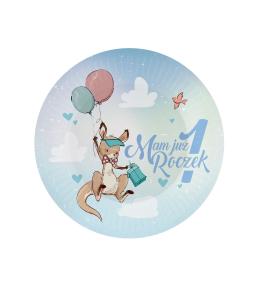 Talerzyki papierowe GoDan 18cm/6szt - Mam już Roczek, Kangurek