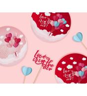 Talerzyki papierowe GoDan 18cm/6szt - Love Is In The Air, Różowe Talerzyki papierowe GoDan 18cm/6szt - Love Is In The Air, Różowe