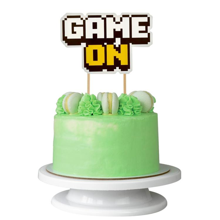 Dekoracja na tort urodzinowy GoDan z motywem Game On, idealna dla gracza, pik cake topper z napisem i kontrolerem do gier