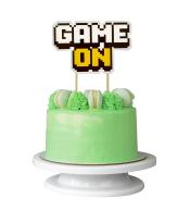 Dekoracja na tort urodzinowy GoDan z motywem Game On, idealna dla gracza, pik cake topper z napisem i kontrolerem do gier
