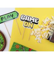 Dekoracja na tort urodzinowy GoDan z motywem Game On, idealna dla gracza, pik cake topper z napisem i kontrolerem do gier