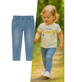 Boboli Tregginsy Dziewczęce 18M Jogg Denim Jasne Elastyczne Spodnie Lato