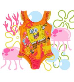 Kostium kąpielowy dziewczęcy 3 lata SpongeBob z falbankami jednoczęściowy