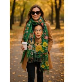 Szal „Frida Kahlo” 180×70 cm – miękki, lekki, artystyczny wzór, boho