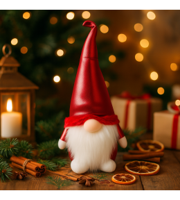 Krasnal świąteczny 40 cm czerwony pluszowy