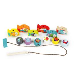 Drewniana nawlekanka Cubika - Rybki