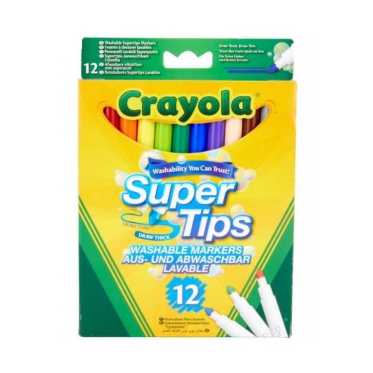 Flamastry zmywalne grube i cienkie 12 kol CRAYOLA