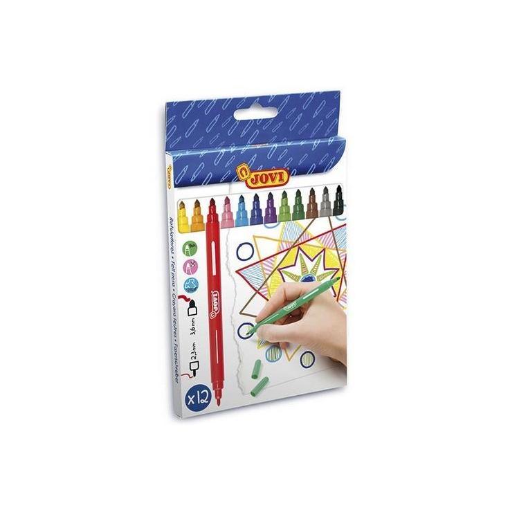 Flamastry dwustronne 12 kolorów JOVI