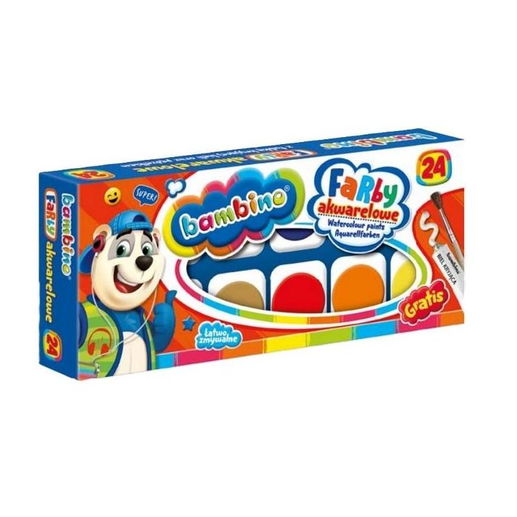 Farby akwarelowe 24 kolory Zwierzaki uczniaki