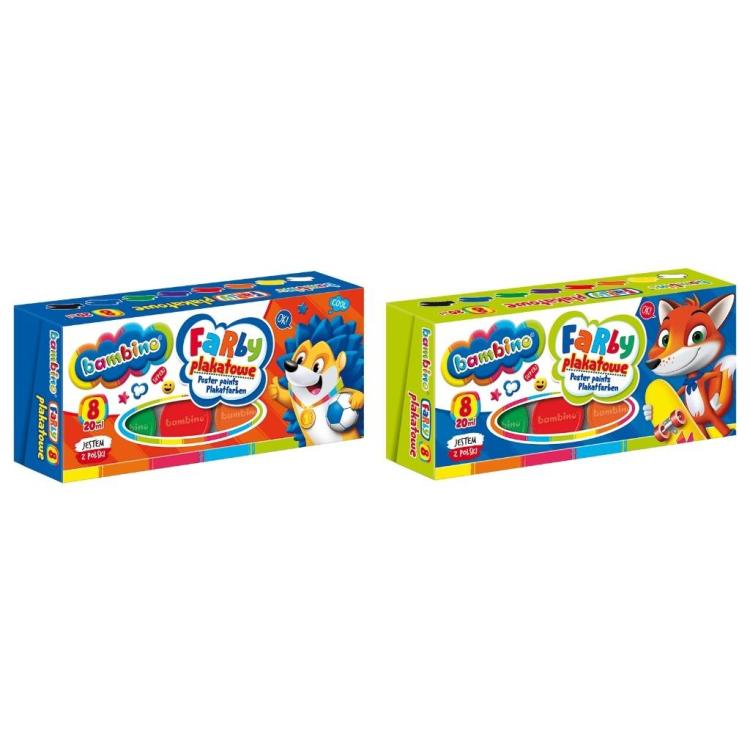 Farby plakatowe 20ml 8 kolorów BAMBINO