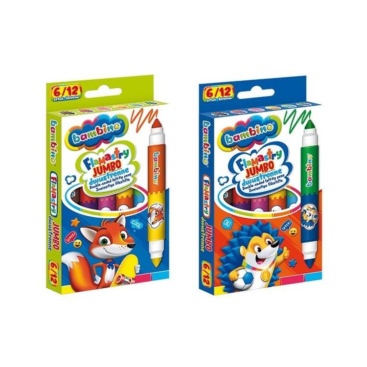 Flamastry dwustronne Jumbo 6/12 kolorów BAMBINO