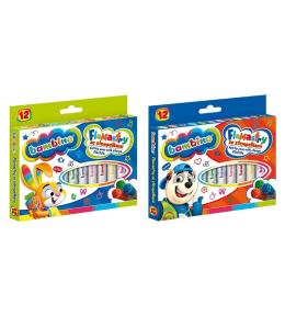 Flamastry ze stempelkami 12 kolorów BAMBINO