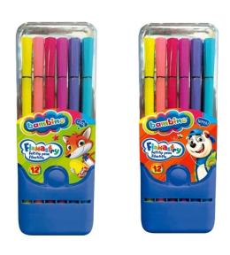 Flamastry w pudełku plastikowym 12 kolorów BAMBINO