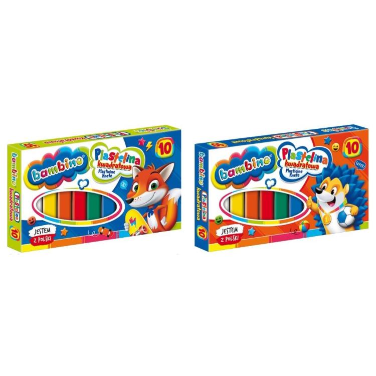 Plastelina kwadratowa 10 kolorów BAMBINO