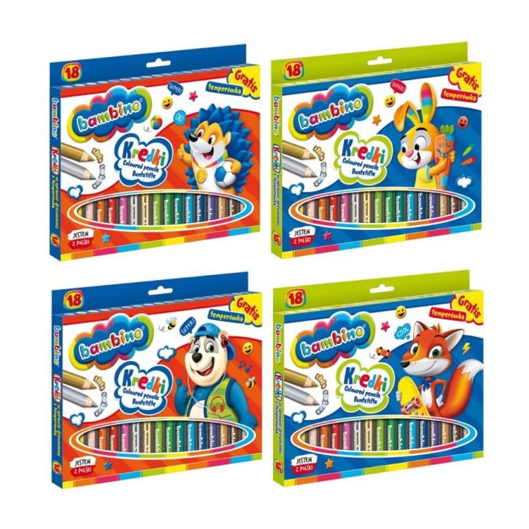 Kredki ołówkowe 18 kolorów BAMBINO