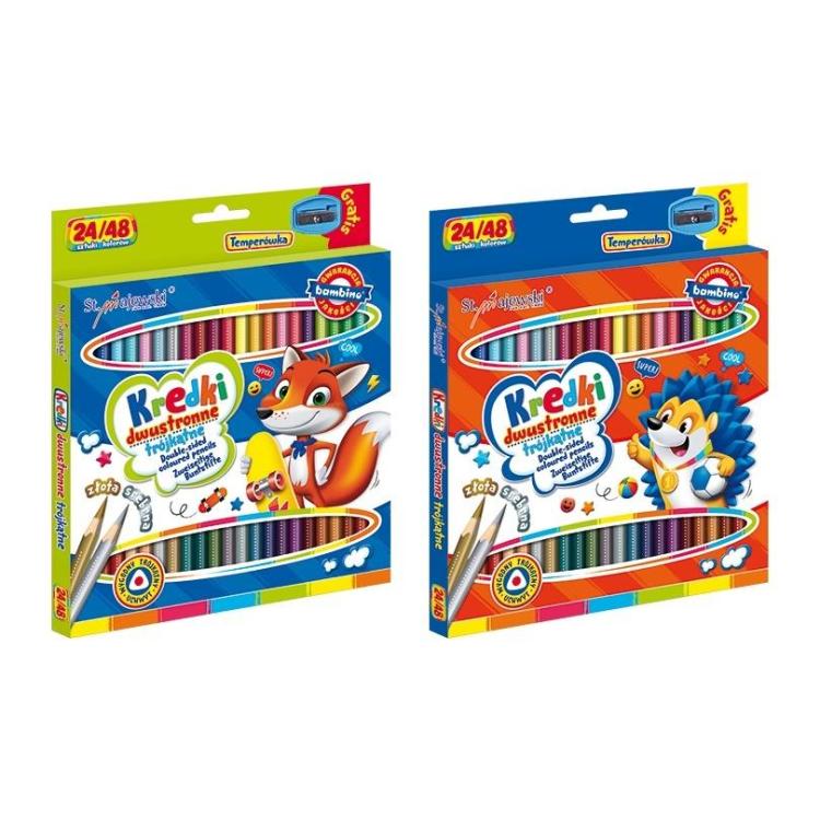 Kredki trójkątne dwustronne 24/48 kolory BAMBINO
