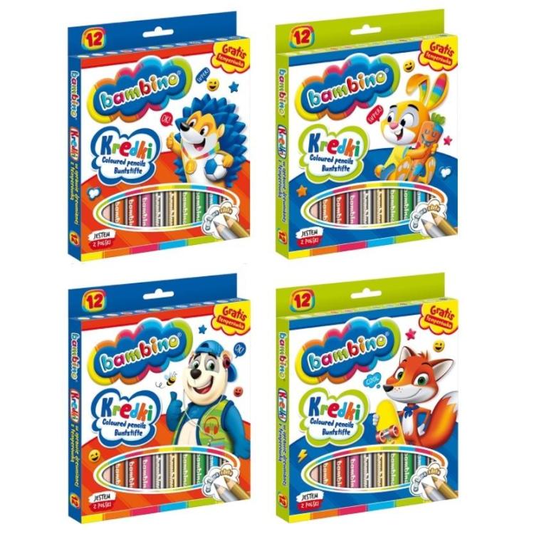 Kredki ołówkowe 12 kolorów BAMBINO