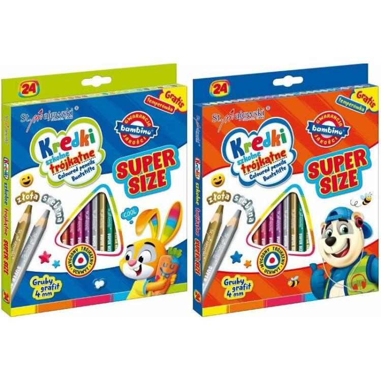 Kredki trójkątne Super Size 24 kolorów BAMBINO