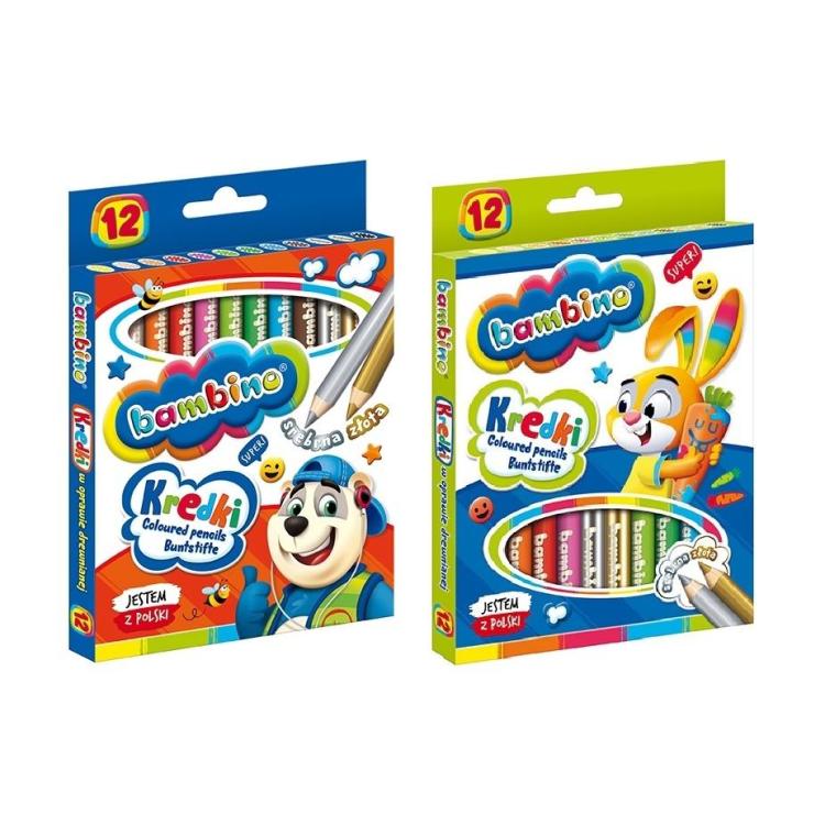 Kredki w oprawie drewnianej 12 kolorów BAMBINO
