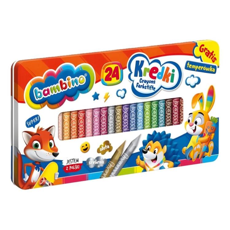 Kredki 24 kolory + temperówka BAMBINO