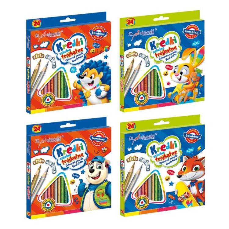 Kredki trójkątne 24 kolory BAMBINO