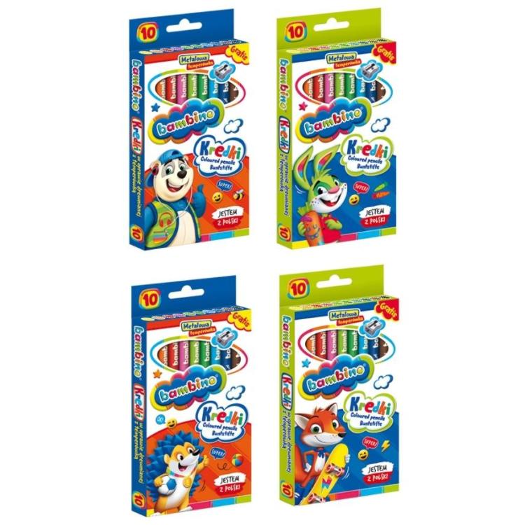 Kredki ołówkowe 10 kolorów BAMBINO