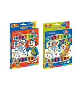 Kredki trójkątne dwustronne 18/36 kolorów BAMBINO