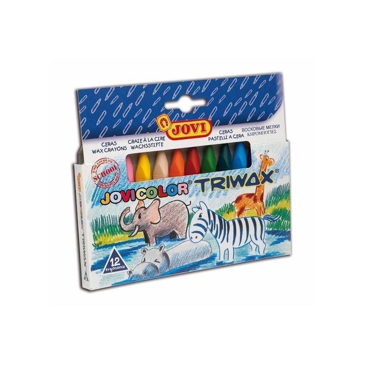 Kredki świecowe trójkątne 12 kolorów JOVI