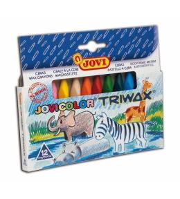 Kredki świecowe trójkątne 12 kolorów JOVI