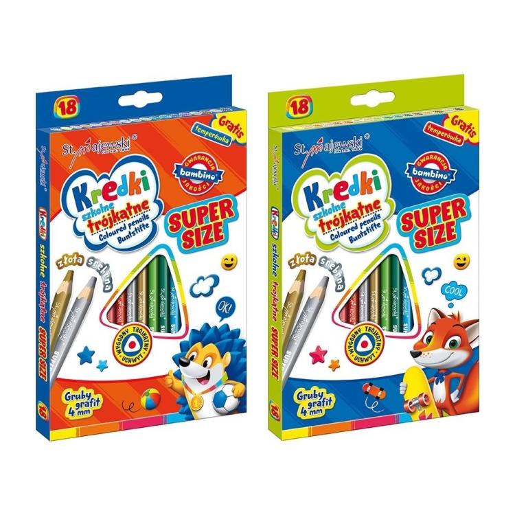 Kredki trójkątne Super Size 18 kolorów BAMBINO