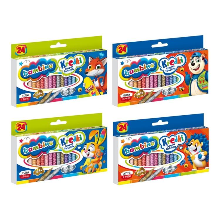 Kredki świecowe 24 kolory BAMBINO