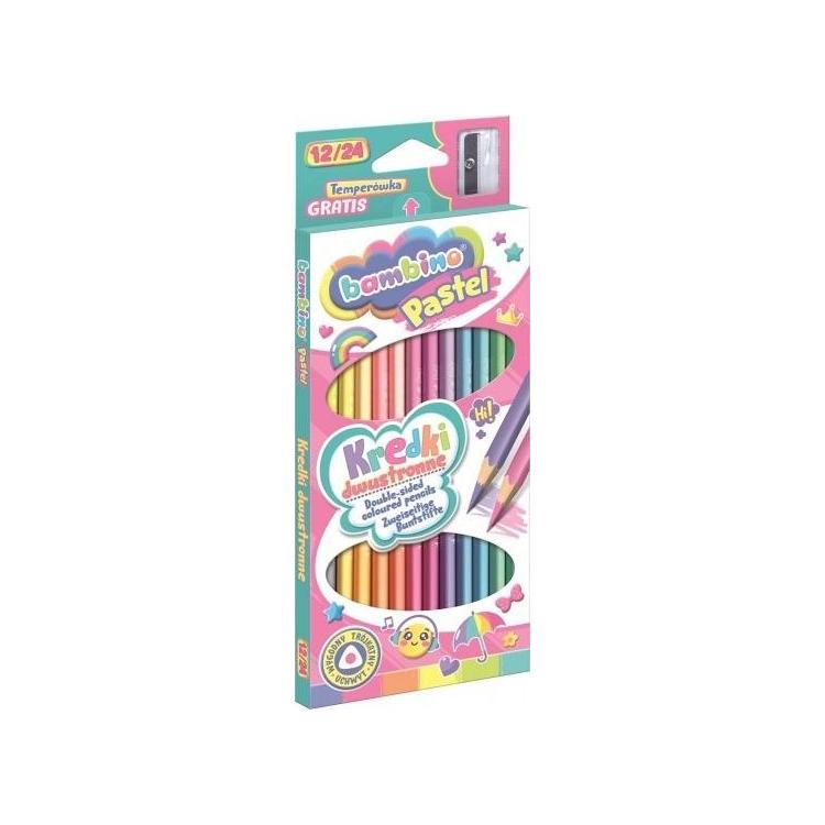 Kredki dwustronne trójkątne 12/24 kol. BAMBINO