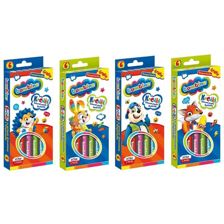 Kredki ołówkowe 6 kolorów BAMBINO