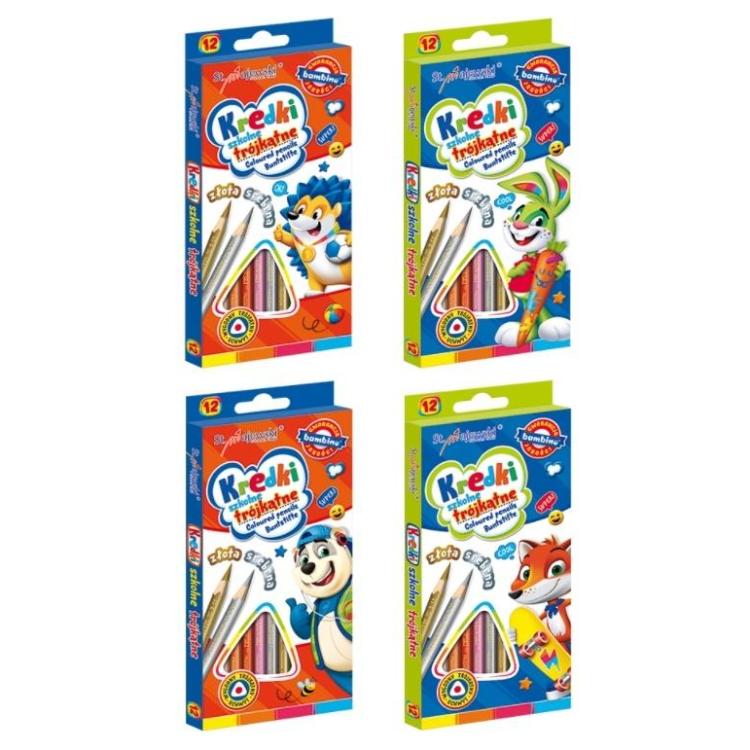 Kredki trójkątne 12 kolorów BAMBINO