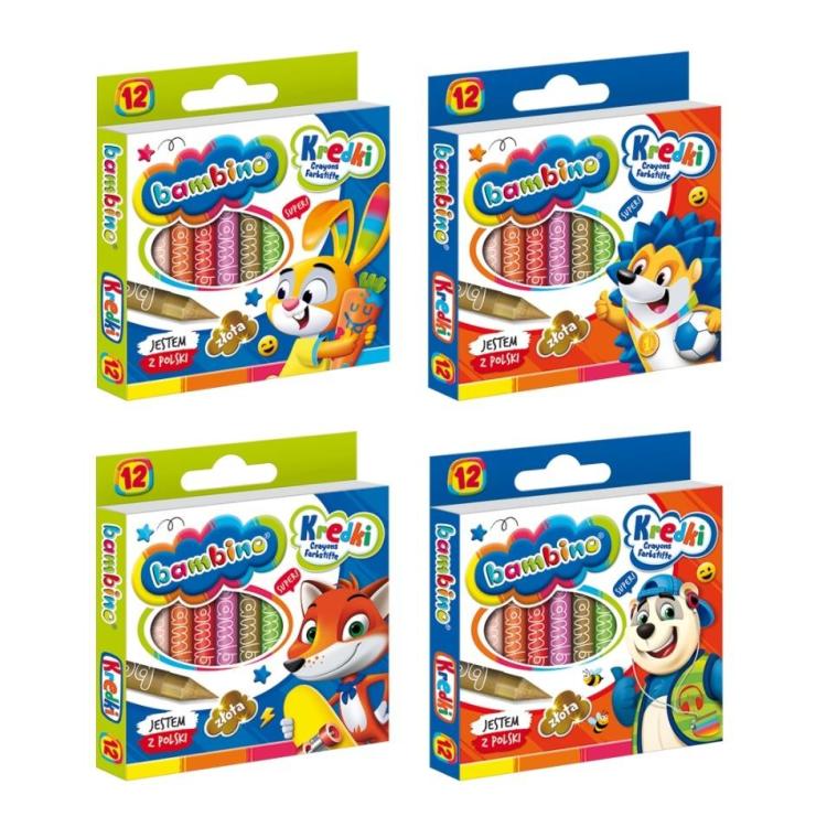 Kredki świecowe 12 kolorów BAMBINO