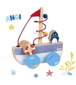 Statek Ahoy do ciągnięcia z labiryntem koralikowym