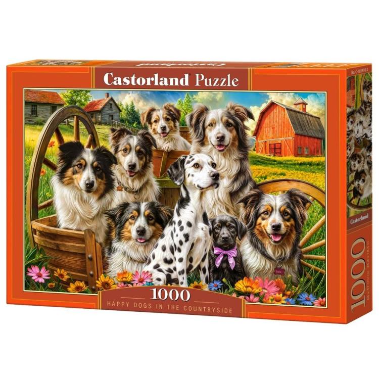 Puzzle 1000 Happy Dogs In The Countryside CASTOR