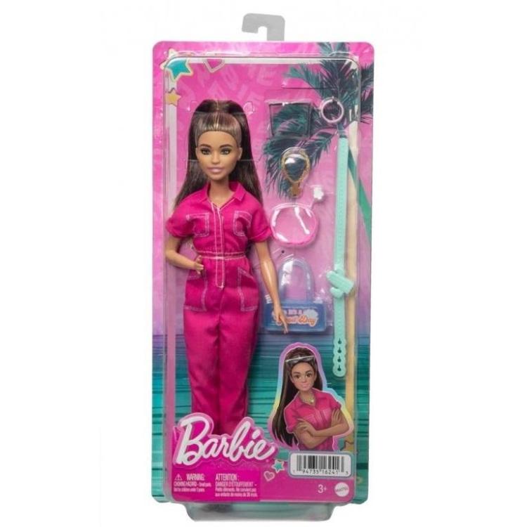 Barbie Lalka różowy kombinezon HPL76