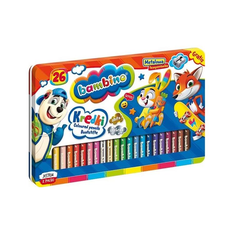 Kredki w oprawie drewnianej 26 kolorów BAMBINO