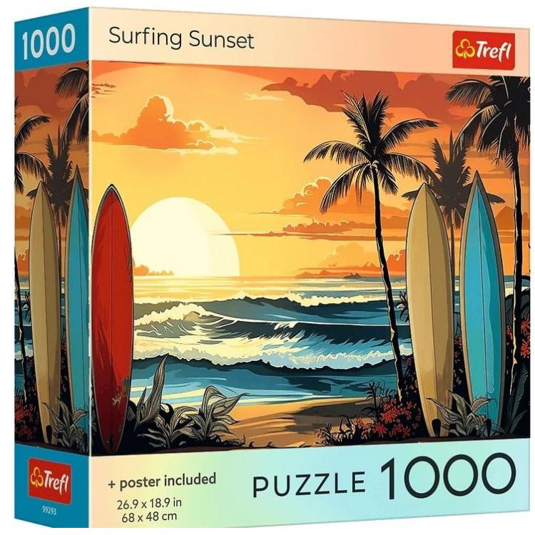 Puzzle 1000 USA Collection: Surfing Sunset TREFL