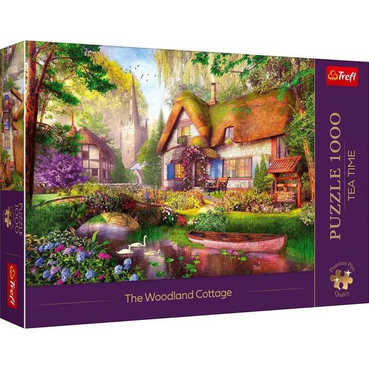 Puzzle 1000 Urocza chatka w lesie TREFL